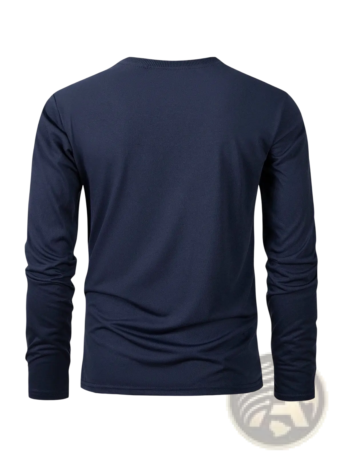 Men moisture wicking long sleeve crew neck t shirt in navy blue designed for comfort and active wear