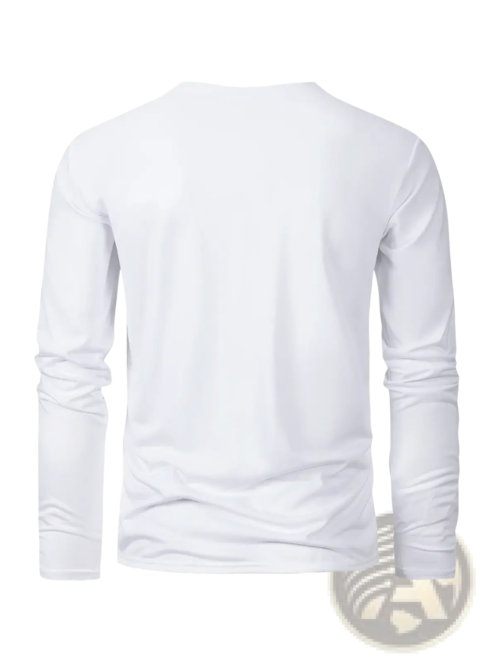 White men moisture wicking long sleeve crew neck t shirt with smooth plain fabric for active wear