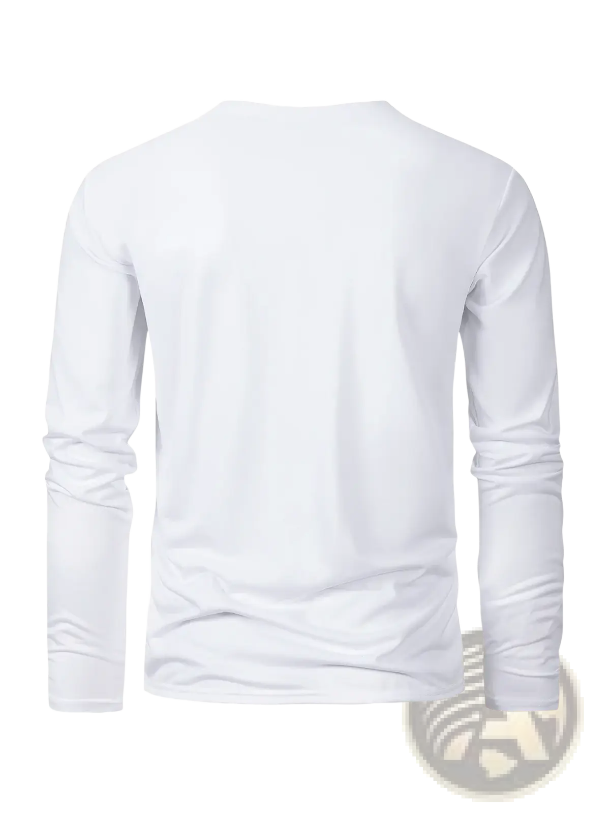 White men moisture wicking long sleeve crew neck t shirt with smooth plain fabric for active wear