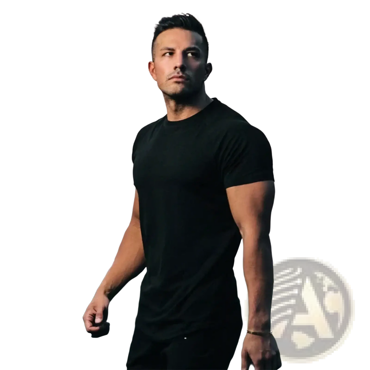 Men muscle slim fit black short-sleeved cotton crew neck t-shirt for workout and casual wear