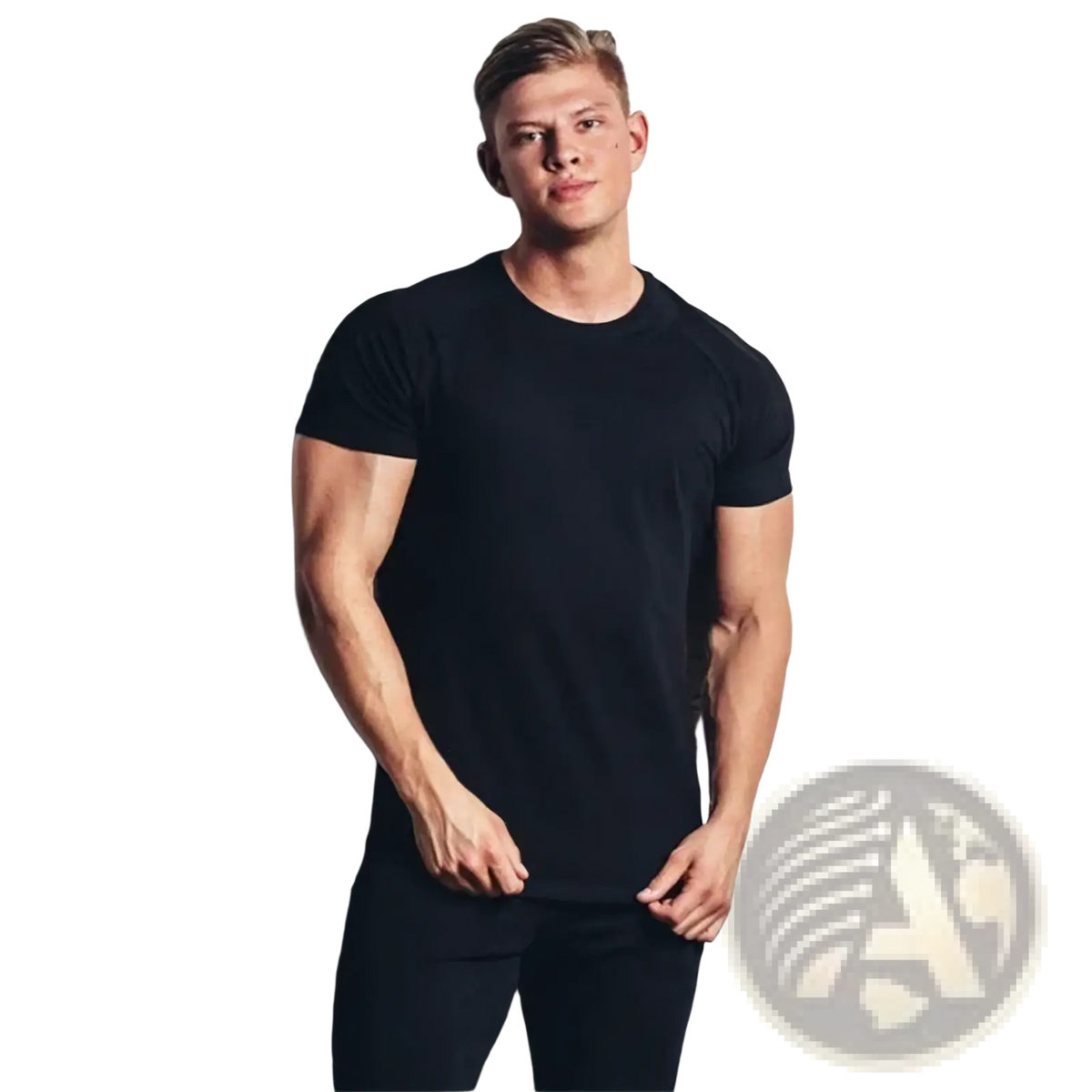 Men muscle slim fit black cotton short-sleeved crew neck t-shirt for workout and casual wear