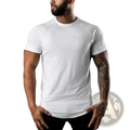 White crew-neck men muscle slim fit cotton workout t-shirt with short sleeves and a slim fit design