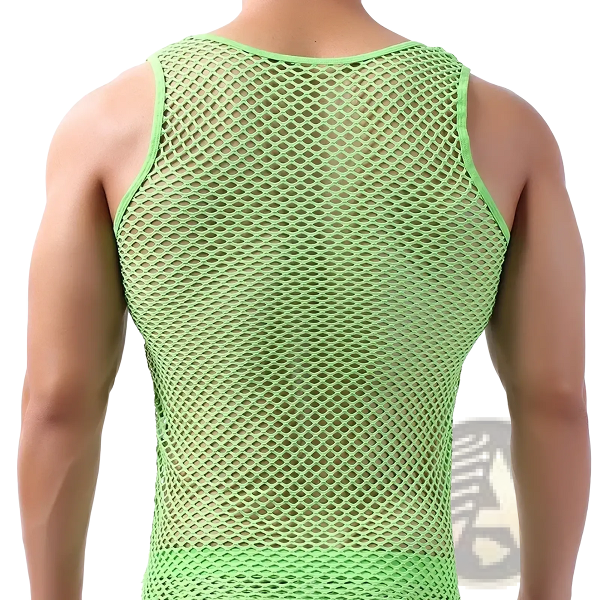 Men neon green mesh tank top breathable sleeveless vest with fitted design and lightweight material for comfort