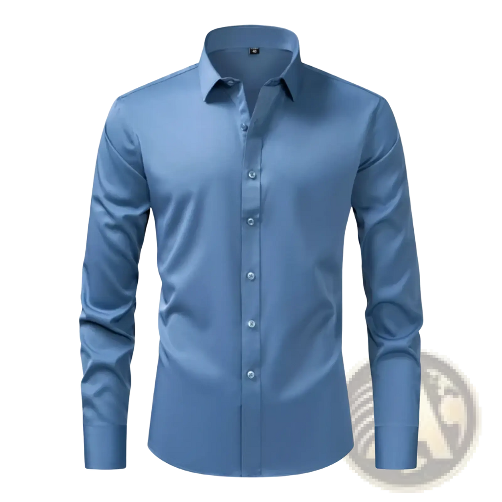 Men non-iron dress shirt plus size in sleek light blue with a crisp collar and button-down front for formal wear