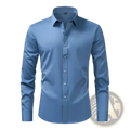 Men non-iron dress shirt plus size in sleek light blue with a crisp collar and button-down front for formal wear