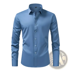 Men non-iron dress shirt plus size in sleek light blue with a crisp collar and button-down front for formal wear