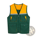 Men outdoor multi pocket utility vest in high-visibility green and yellow with reflective silver stripes for safety
