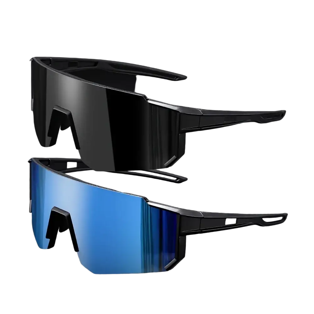 Men oversized cycling sunglasses with black-framed polycarbonate gradient lenses suited for light environments and sports