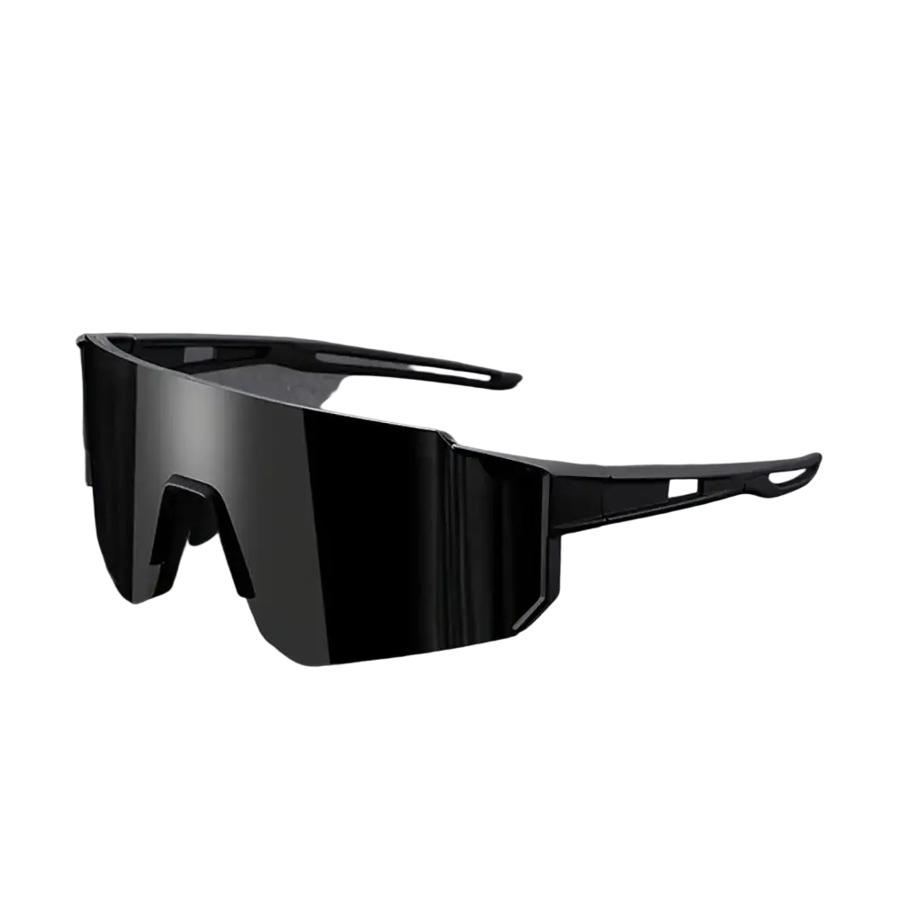 Men oversized cycling sunglasses with black polycarbonate frame and reflective gradient lenses suitable for wear sunglasses and applicable scenarios
