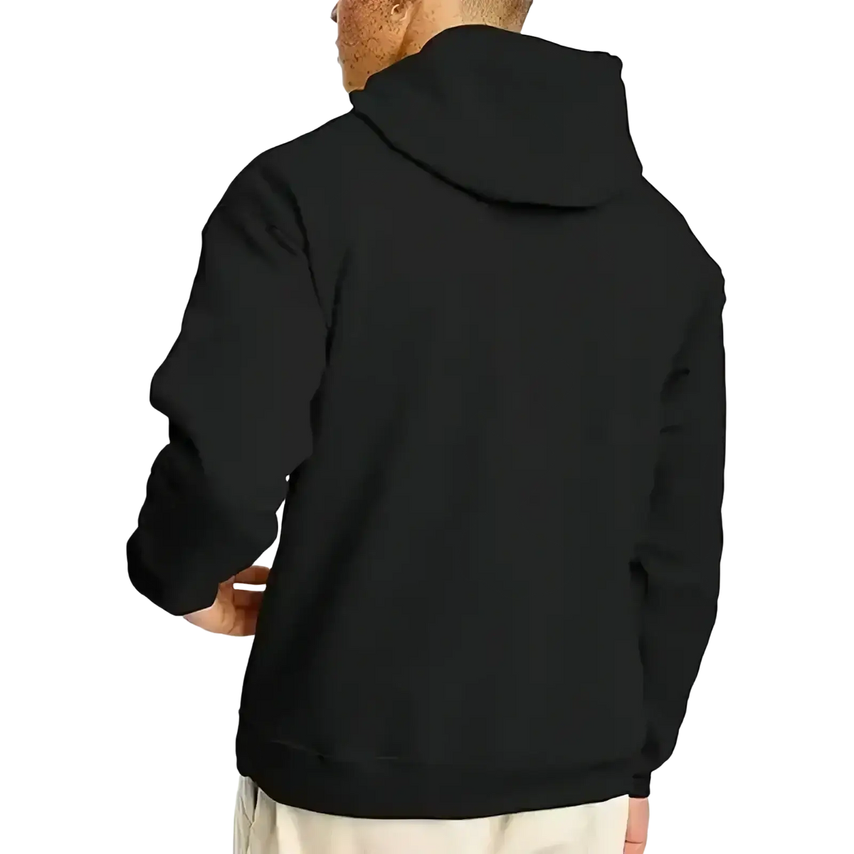 Men oversized fleece pullover hoodie in black with soft smooth fabric and simple design perfect for casual wear