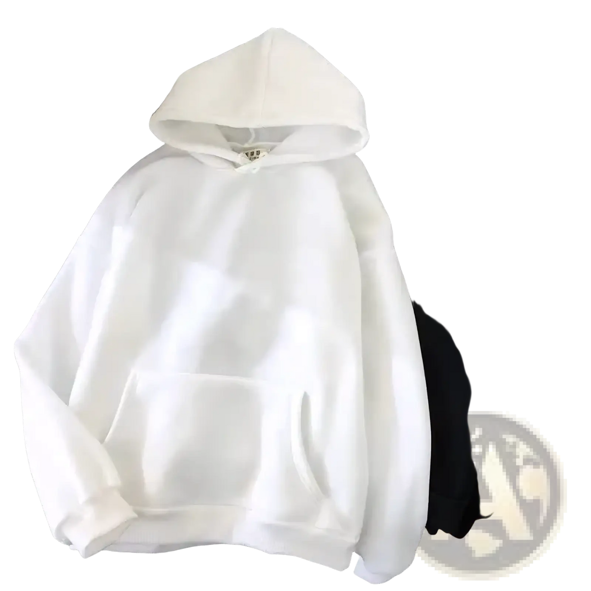 Men oversized fleece pullover hoodie in white cotton fabric with a front kangaroo pocket for casual wear