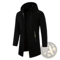 Men oversized zip hoodie winter jacket in black textured fabric with neon green zipper pulls and drawstrings
