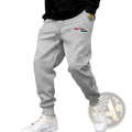 Men paris logo jogger sweatpants in gray heathered fabric featuring a paris logo patch on the left thigh