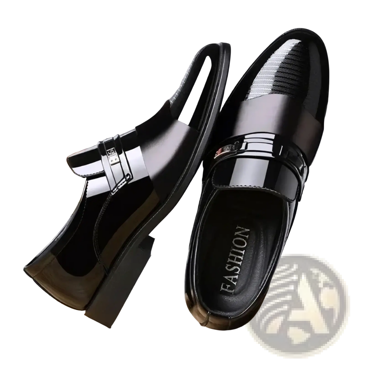 Men patent leather formal oxfords in black with a glossy finish and sleek pointed toe design for dress occasions