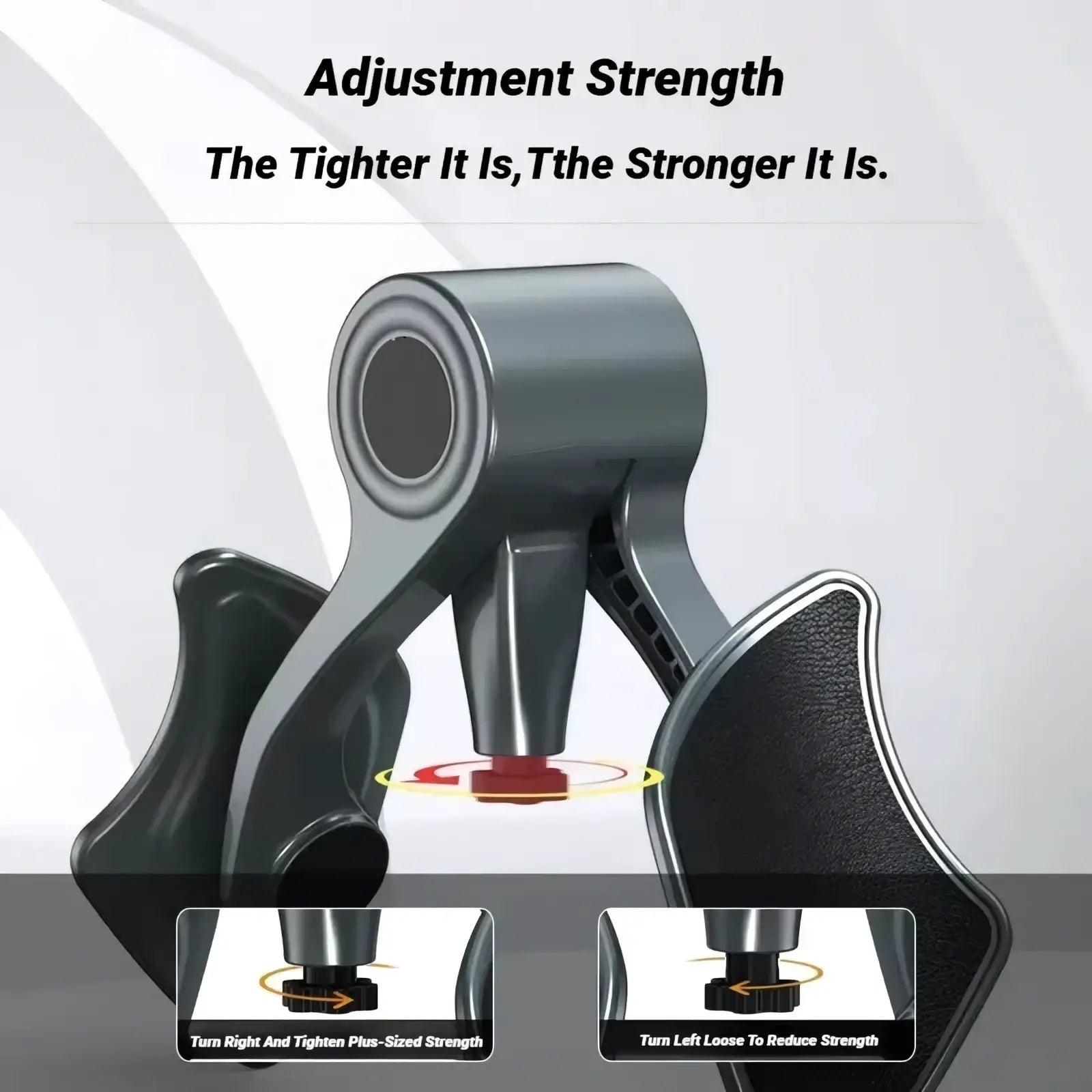 Adjustable gray metal and black rubber grip men pelvic muscle and glute exerciser with red knob for strength customization