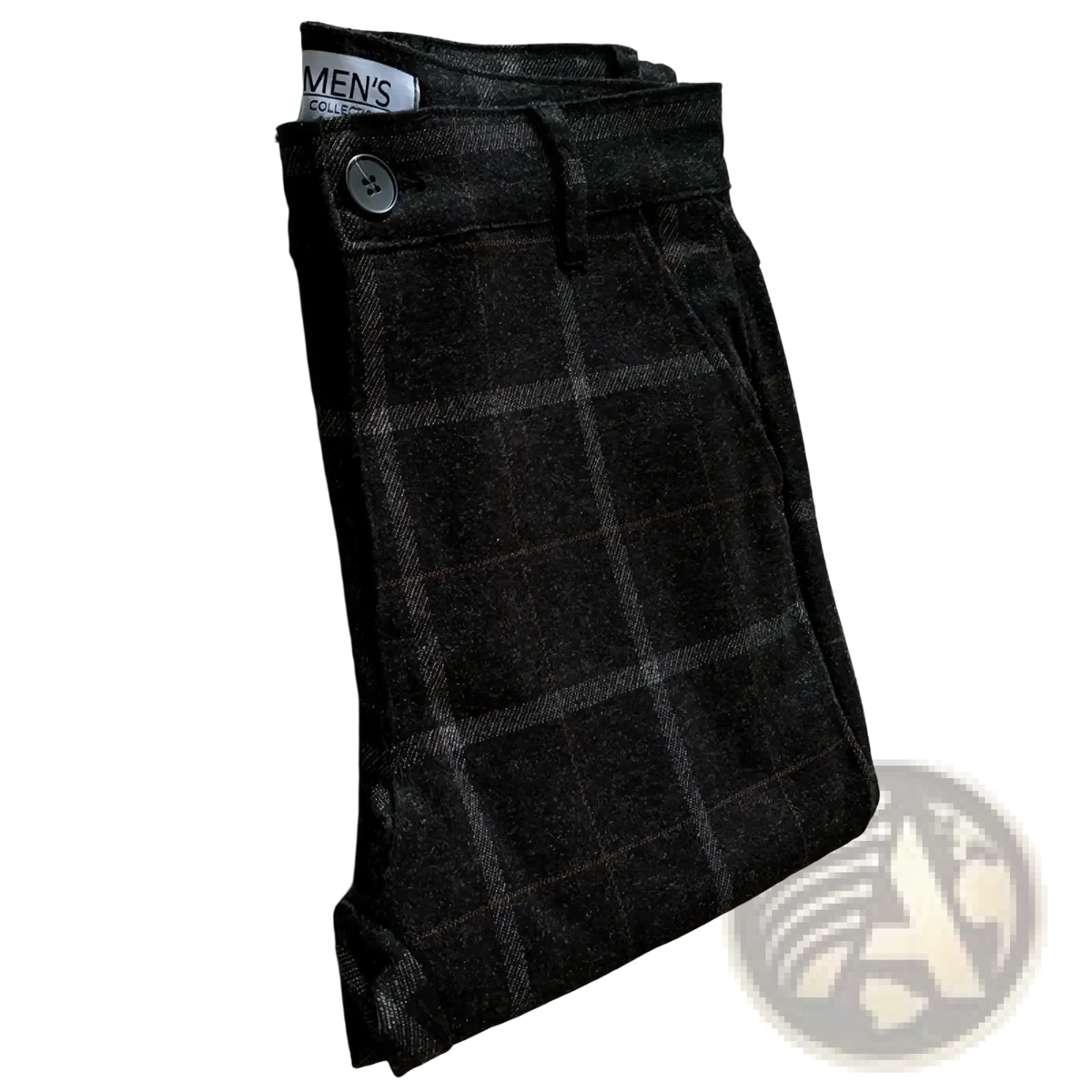 Men plaid skinny jogging pants in black and gray plaid with button closure for stylish casual wear