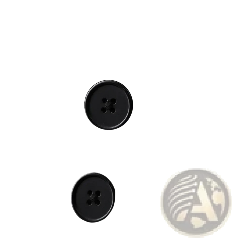 Black four-hole buttons on white and black textured fabric of men pleated suit set casual business two piece outfit