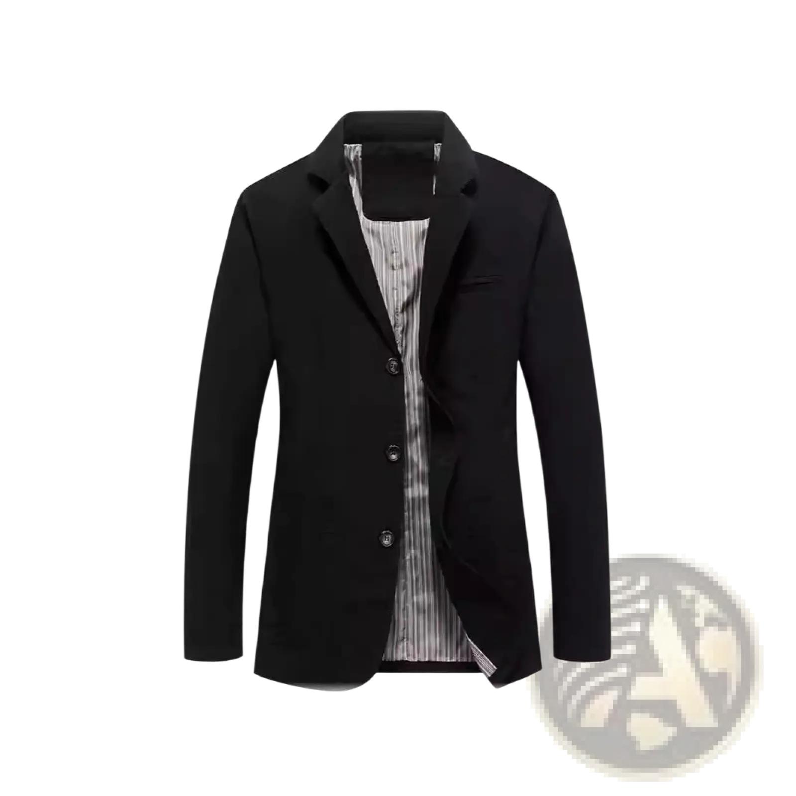 Men plus size black cotton casual blazer with sleek tailored fit and three-button closure