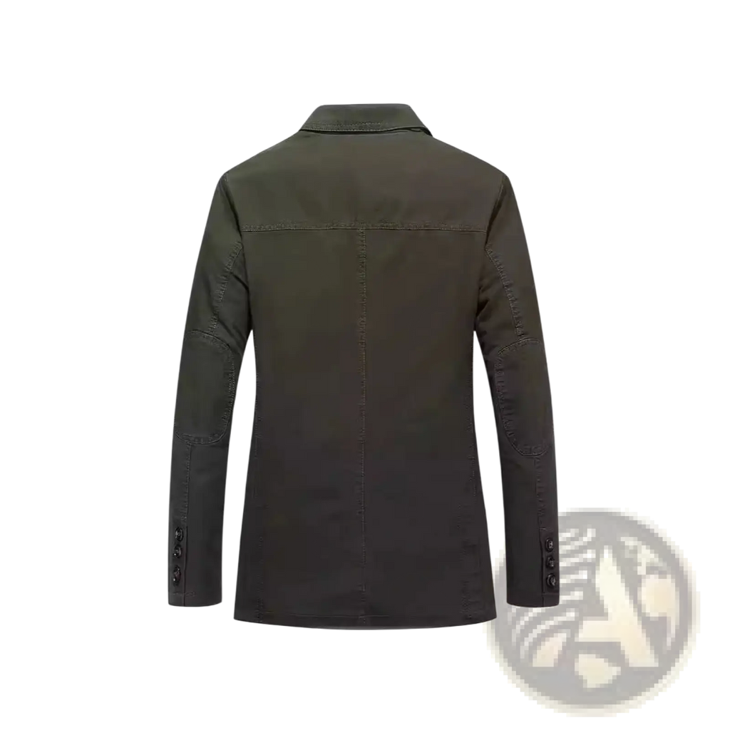 Men plus size dark olive green cotton casual blazer with structured fit and subtle stitching details