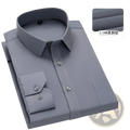 Men plus size cotton long sleeve formal dress shirt in sleek gray with subtle diagonal weave and silver buttons