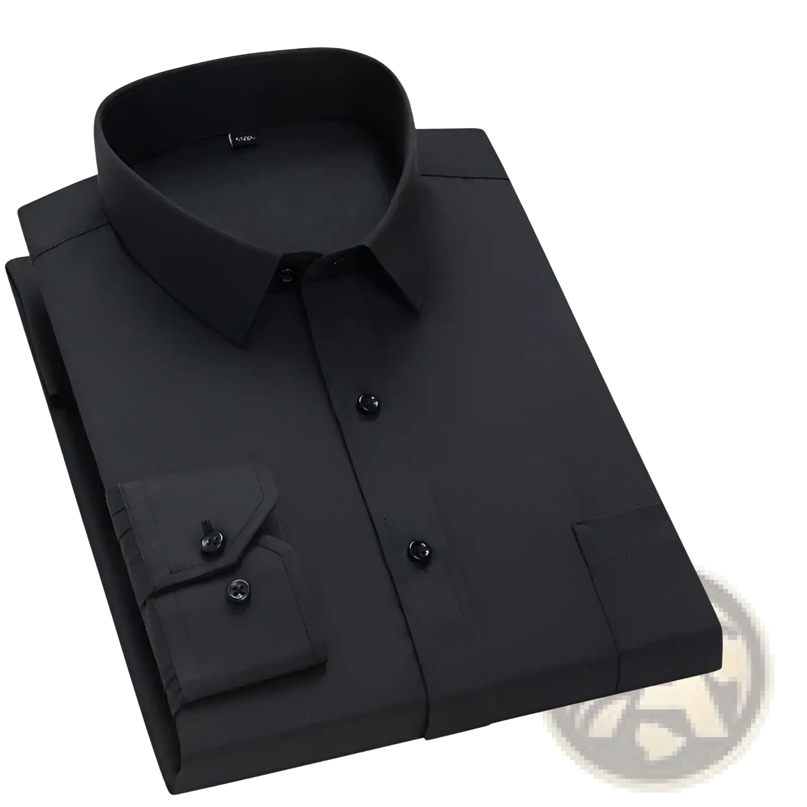 Men plus size black dress shirt with subtle diagonal weave made from 40% cotton 60% polyester for formal wear