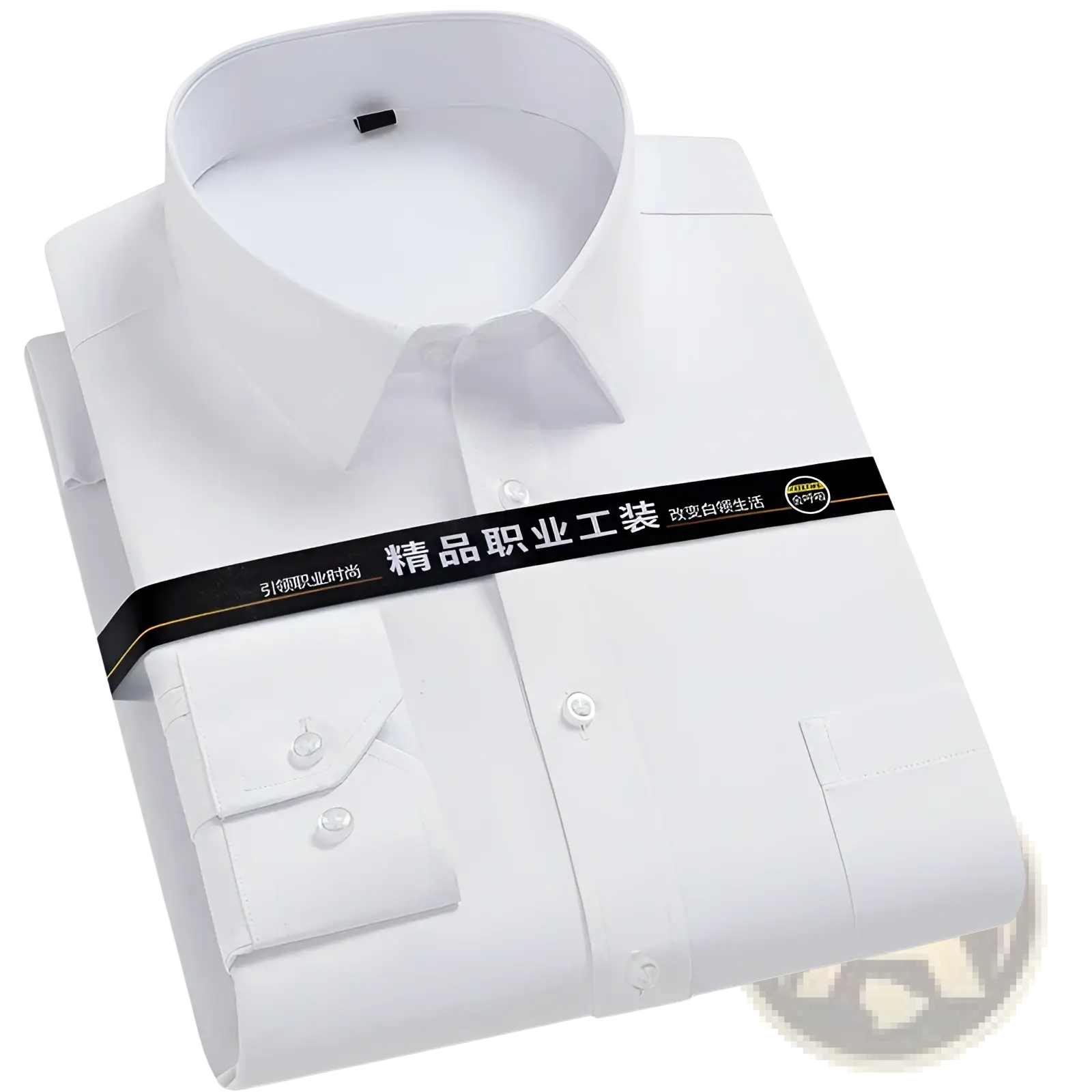 Men plus size white cotton long sleeve formal dress shirt with classic collar buttoned cuffs and subtle stitching details