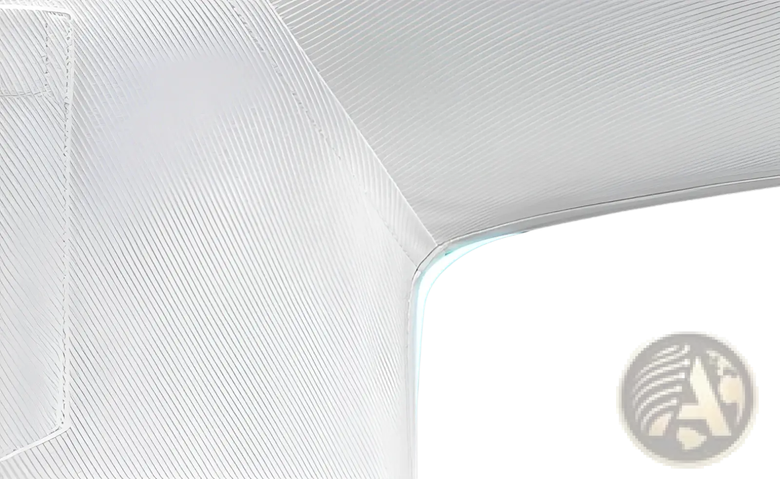 White textured cotton fabric with a curved edge highlighted by blue light for men plus size formal dress shirt