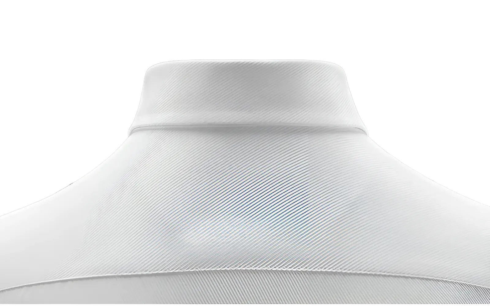 Men plus size cotton long sleeve formal dress shirt in white with a subtle textured weave and turtleneck collar