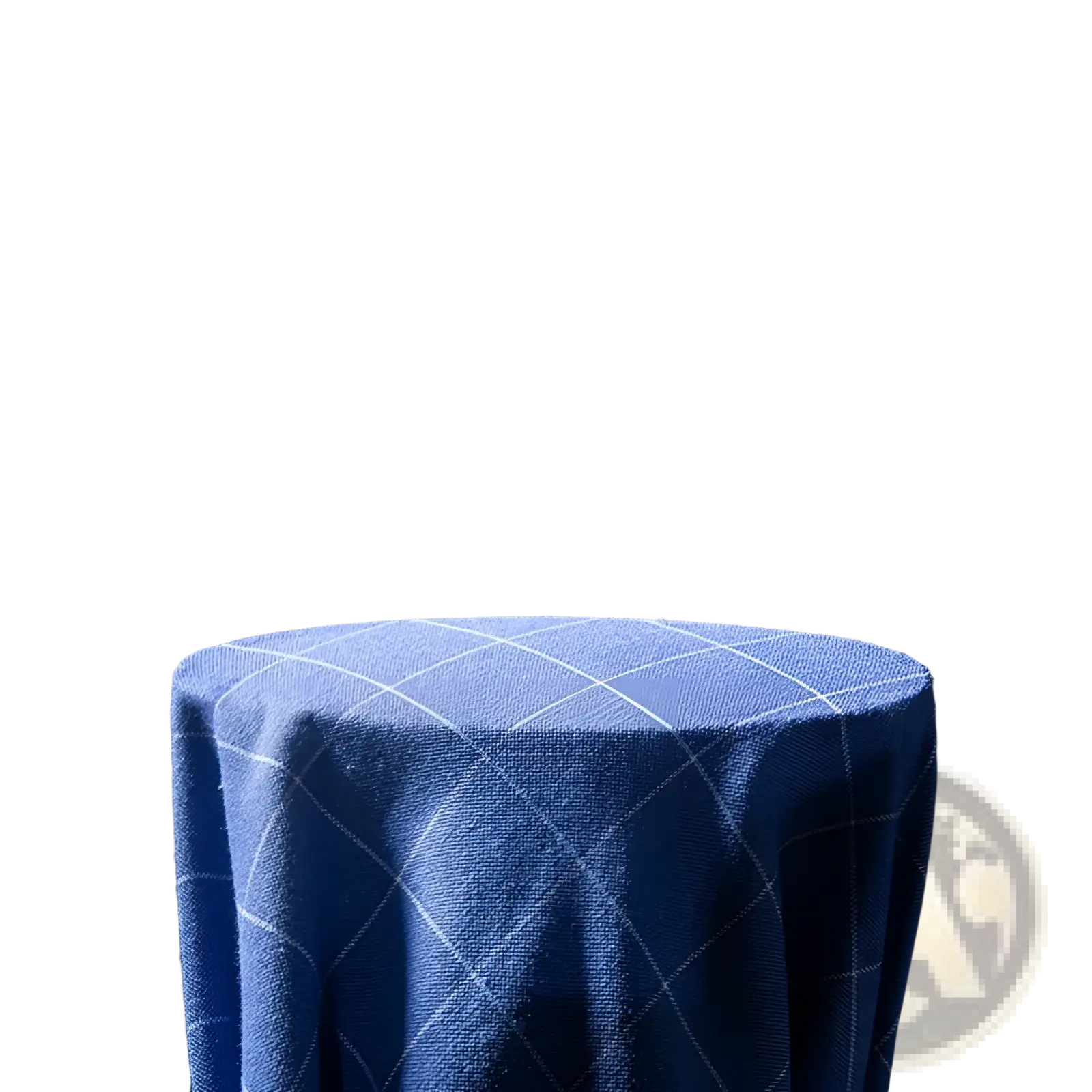 Men plus size cotton oxford plaid shirt in blue checkered fabric draped over a cylindrical object with smoke rising