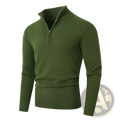 Men plus size olive green fleece half zip sweater with ribbed cuffs and hem for casual warmth and comfort