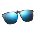 Black-framed men polarized clip-on sunglasses with uv400 protection and gradient blue mirrored lenses square design