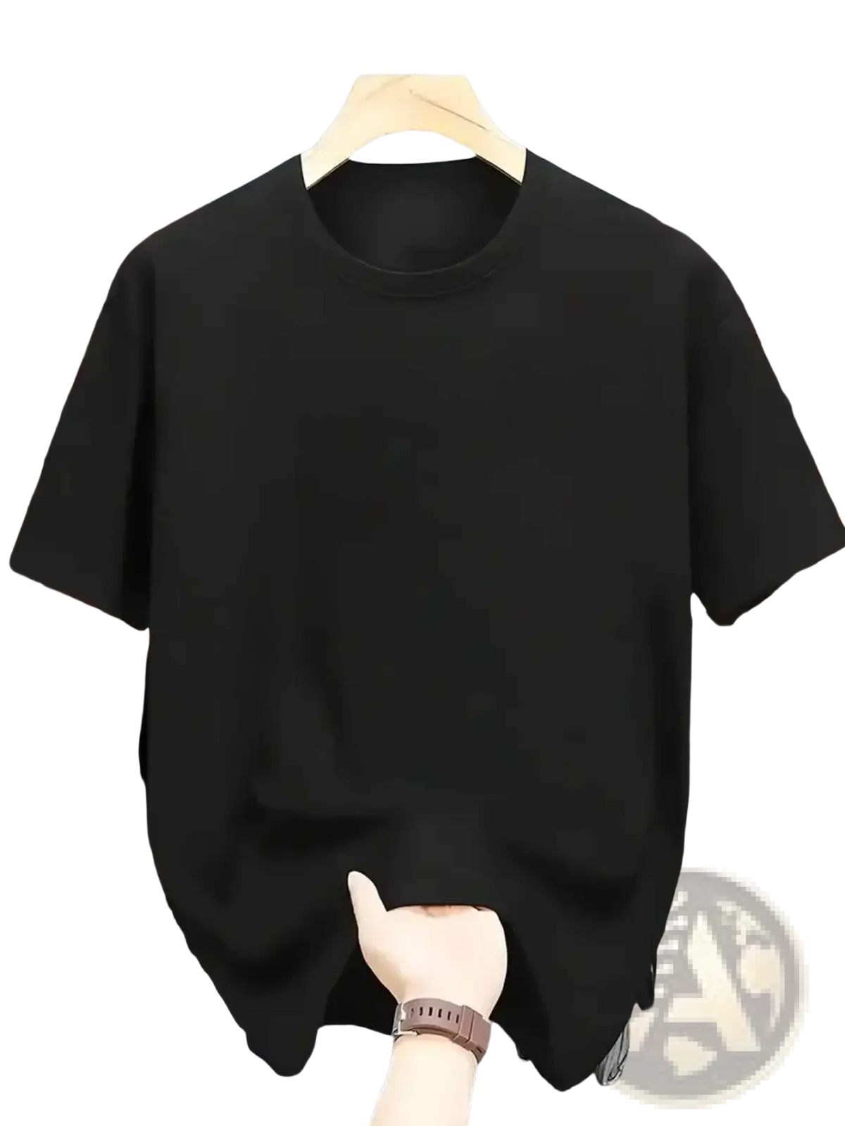 Black oversized crewneck t-shirt made of breathable polyester designed as a summer tee for men