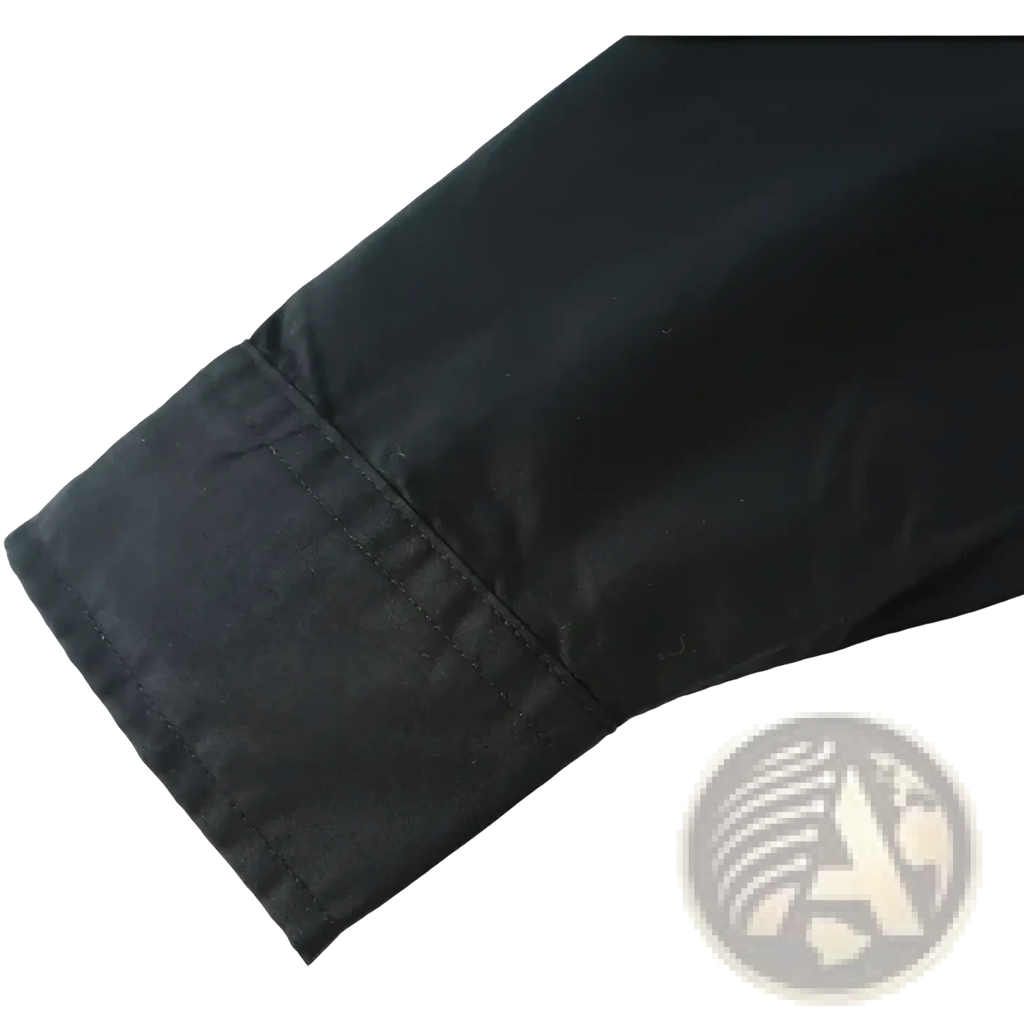 Men printed casual long sleeve shirt featuring a black nylon sleeve with a neatly stitched cuff