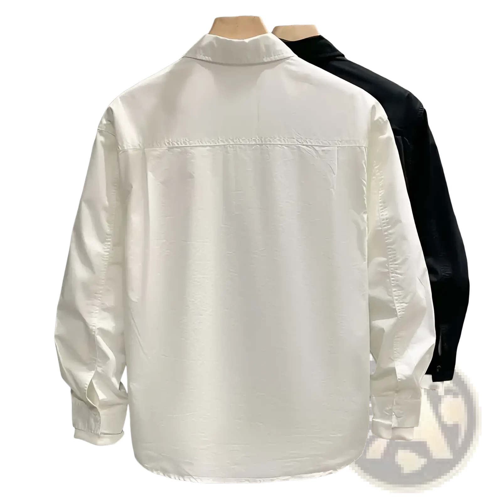 Men printed casual long sleeve shirt in white with classic collar and subtle stitching details for versatile wear