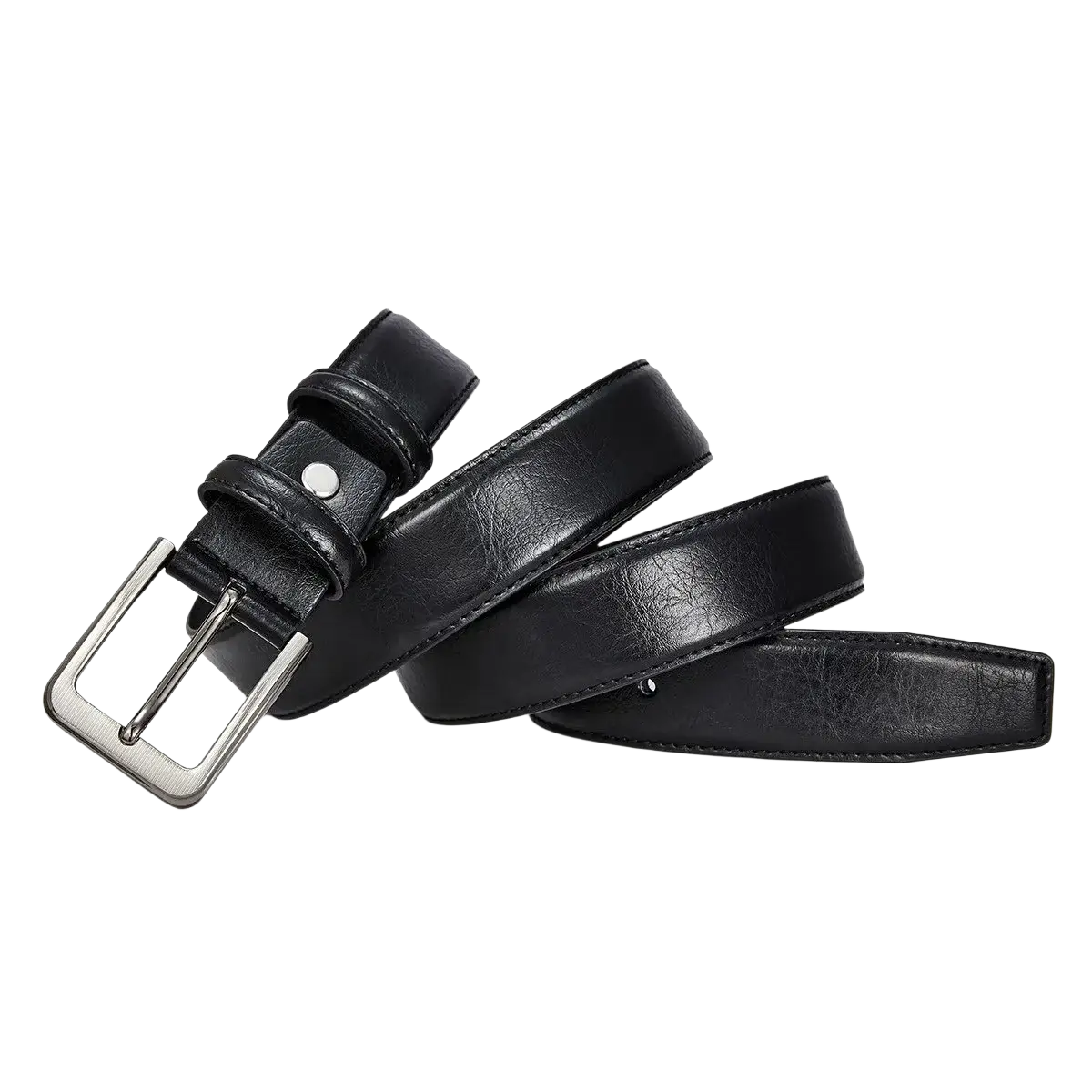 Black men pu leather pin buckle belt with silver toned buckle perfect for formal and casual wear