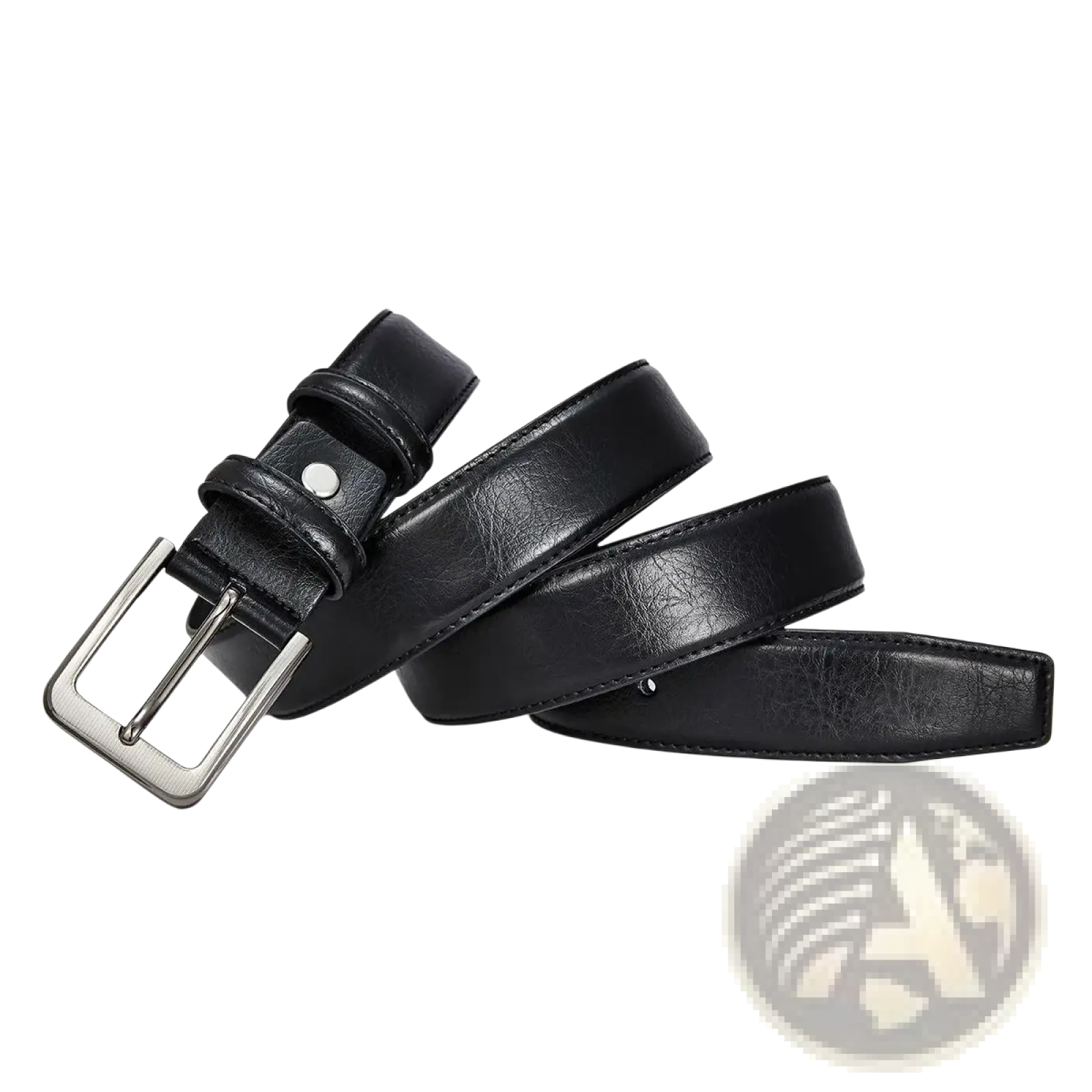 Black men pu leather pin buckle belt with silver toned buckle perfect for formal and casual wear