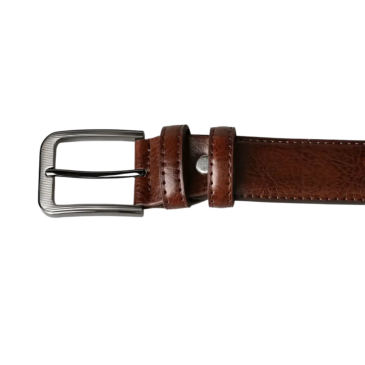 Men pu leather pin buckle belt in brown with a silver-toned buckle for stylish and durable wear