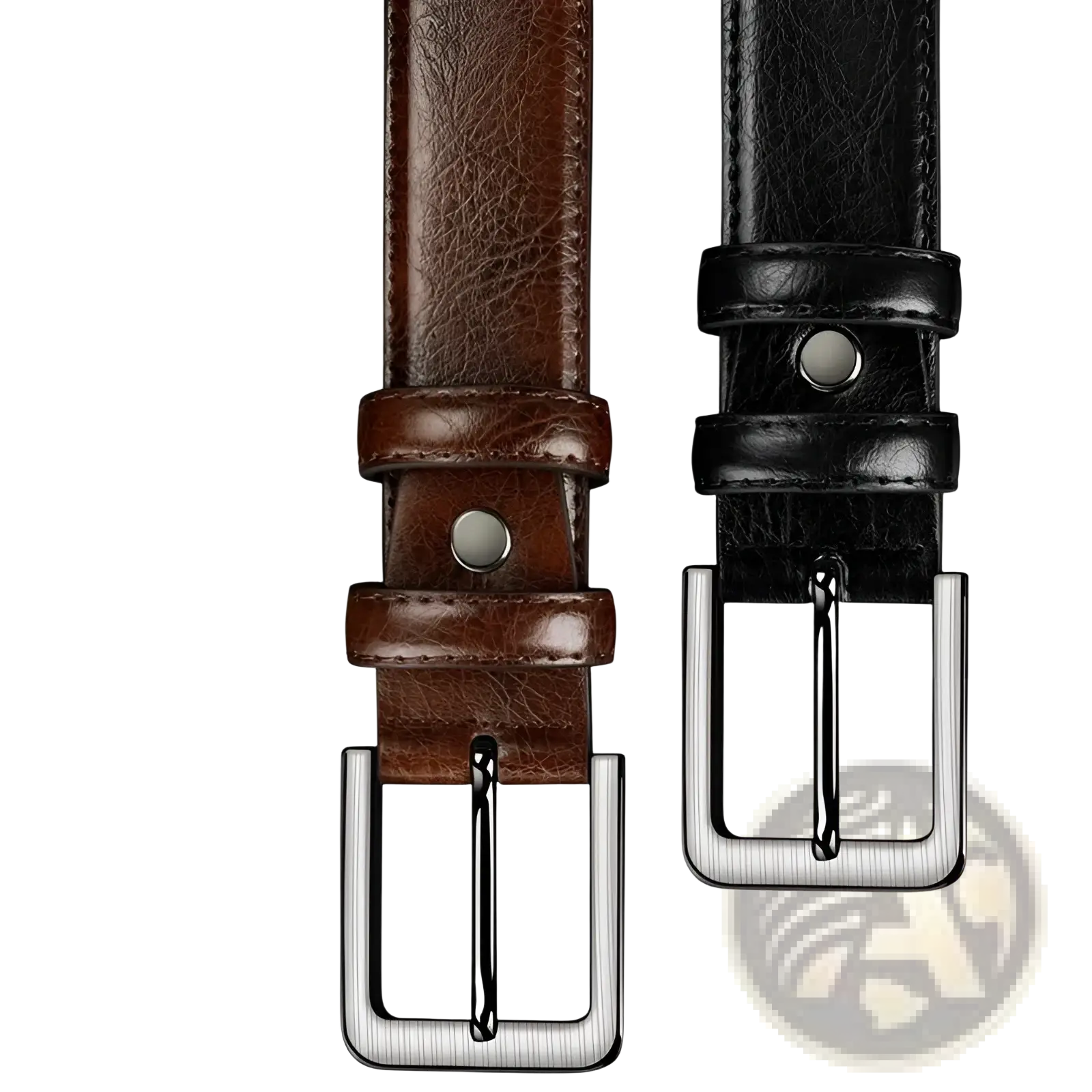 Men pu leather pin buckle belts in brown and black with silver toned metal buckles for formal and casual wear