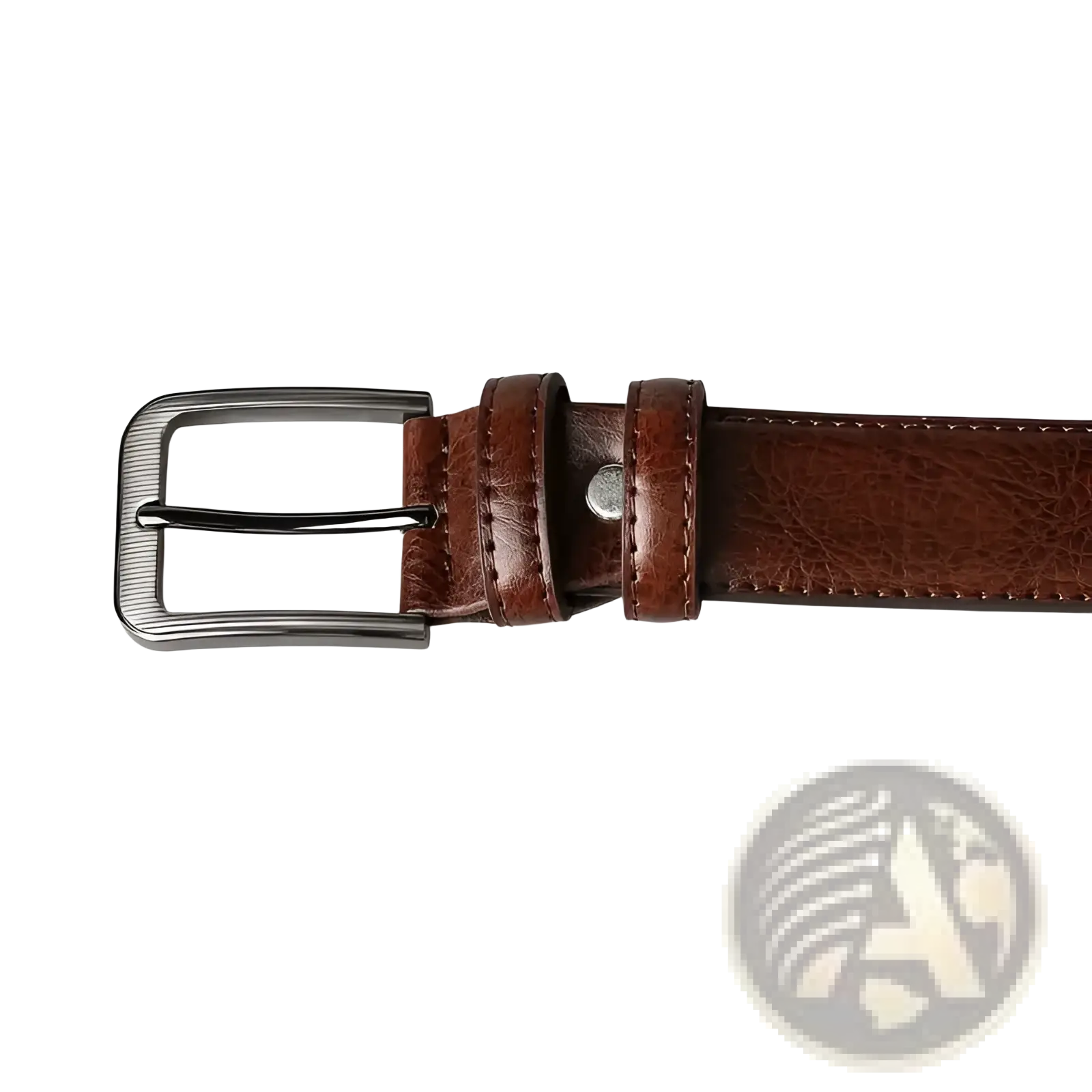 Men pu leather pin buckle belt in brown with a silver-toned buckle for formal and casual wear