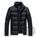 Black men puffer jacket with high collar and quilted thermal cotton design for winter coat use
