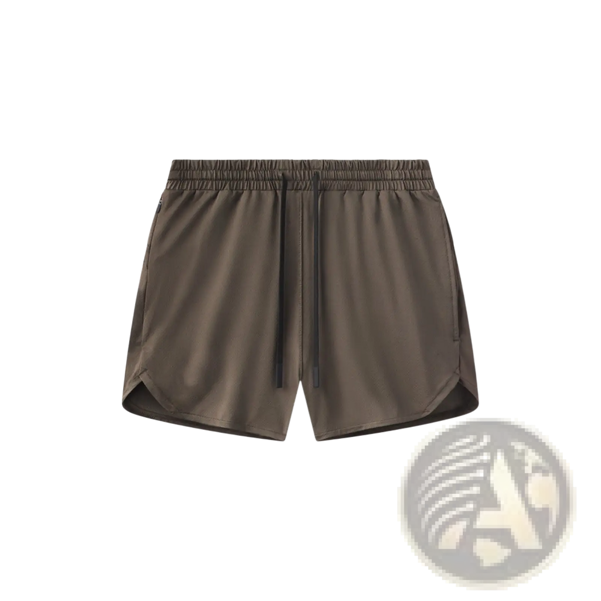 Men quick dry athletic sports shorts in olive green with drawstring waistband and subtle side pockets for exercise