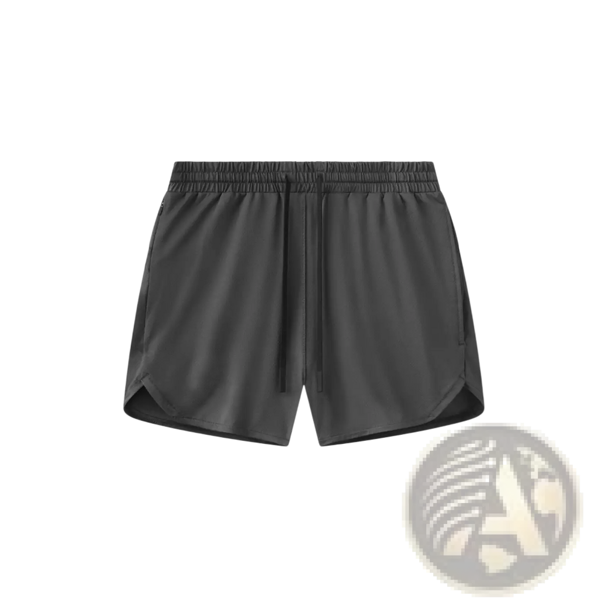 Men quick dry athletic sports shorts in black with elastic waistband and matching drawstring for active use