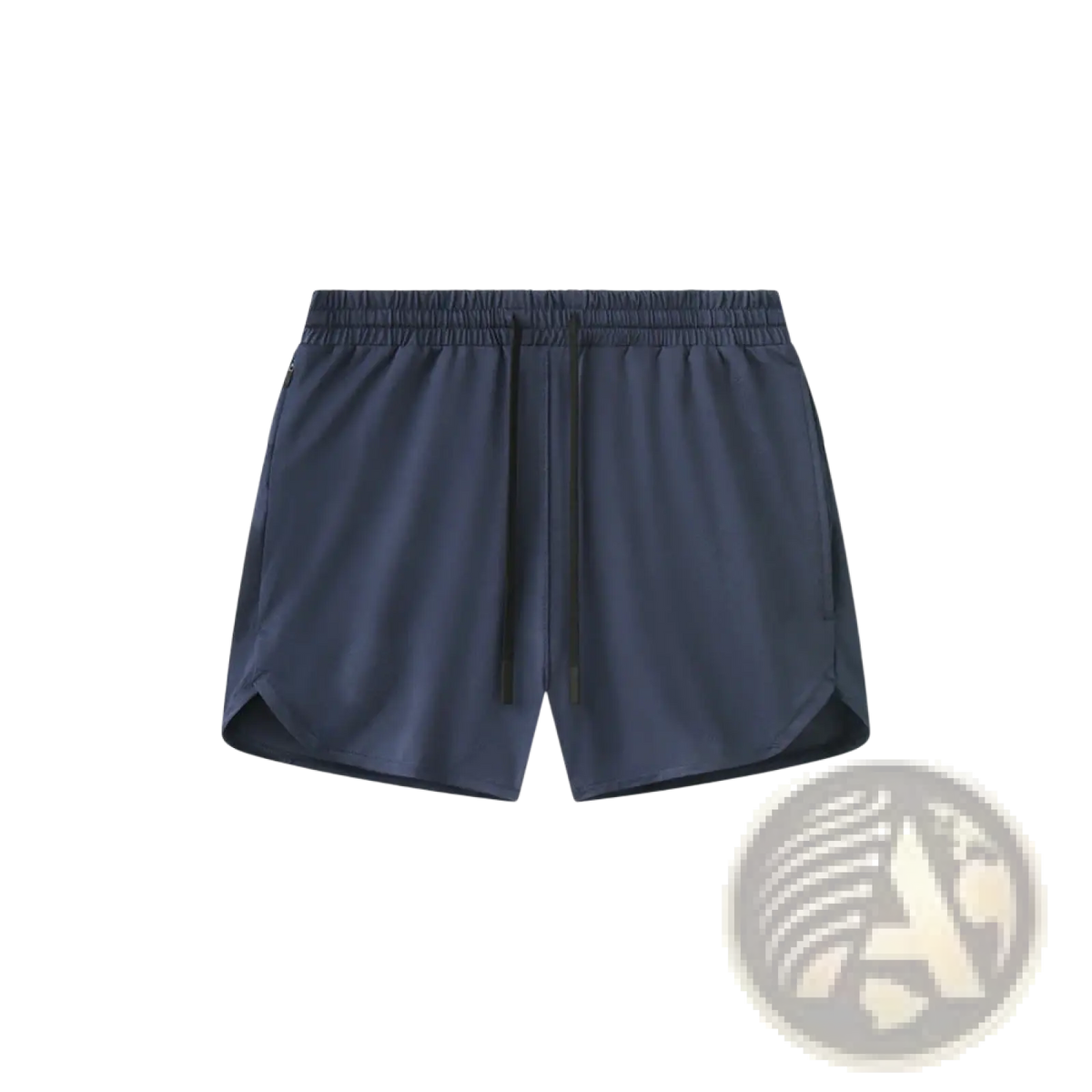 Men quick dry athletic sports shorts in dark navy with elastic waistband and matching drawstring for comfort and performance
