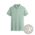 A light mint green short-sleeved quick dry cooling polo shirt for men with classic collar and button placket