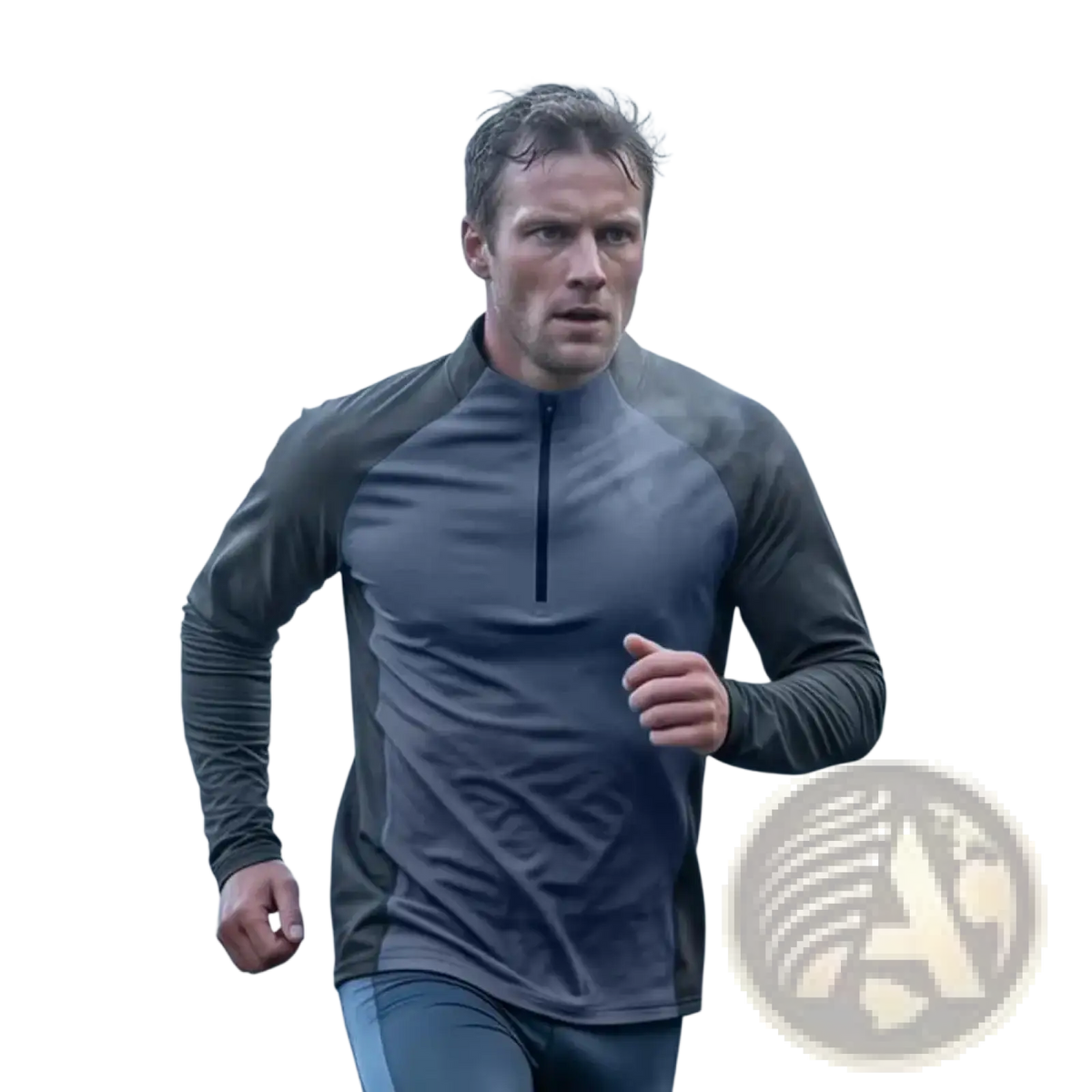 Men quick dry half-zip long sleeve active top in dark gray and black with moisture-wicking fabric for athletic use