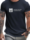 Men quick dry summer t-shirt by United Colors of Benetton in black with white logo and text on the front