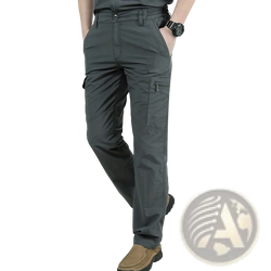 Men quick dry tactical cargo pants in dark gray durable fabric with multiple pockets and a relaxed fit