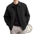Men quilted lapel executive jacket in black with quilted cotton lining for warmth and comfort