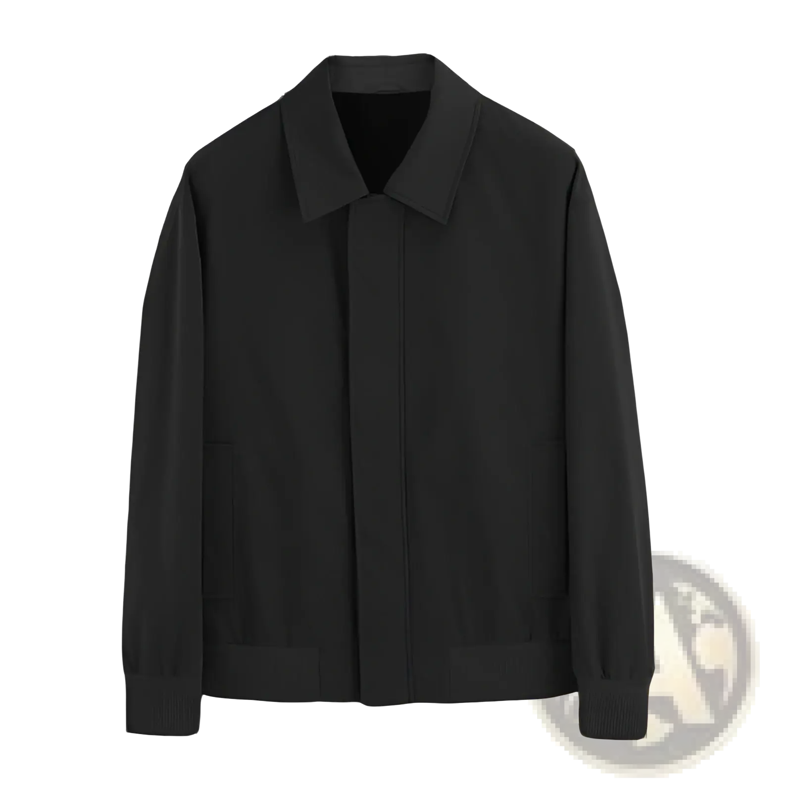Men quilted lapel executive jacket in black with classic collar and ribbed cuffs for casual wear