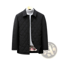 Men quilted workwear jacket in black with quilted design, classic collar, and button-front closure